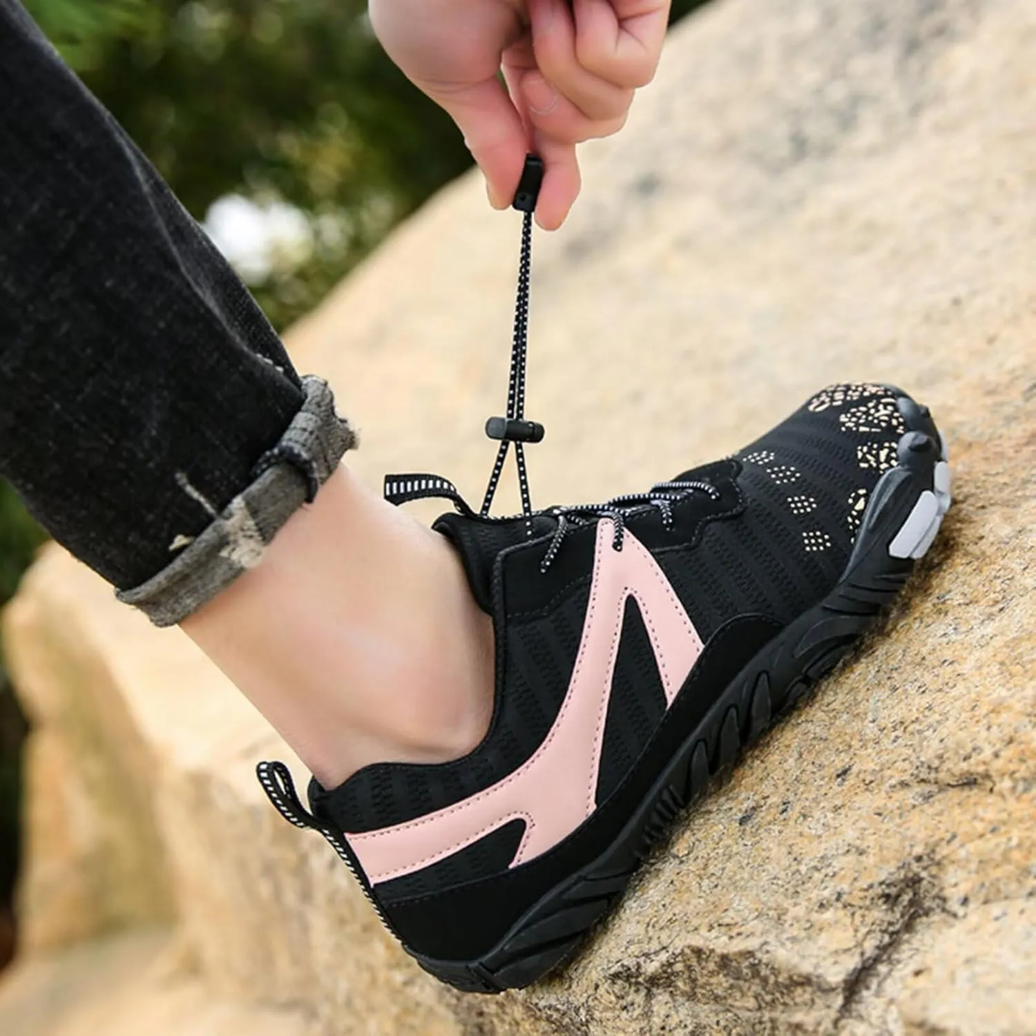 Barefoot Shoes for Women Fashion Walking Hiking Sneakers Workout Athletic Cross-Trainer Toe Shoes for Weightlifting Fitness Trail Running Gym Training