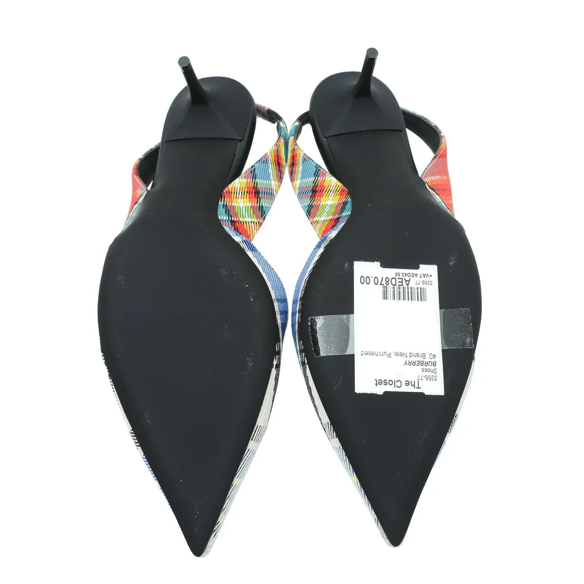 Burberry Blue Multicolor Annice Tartan Slingback Pumps 40