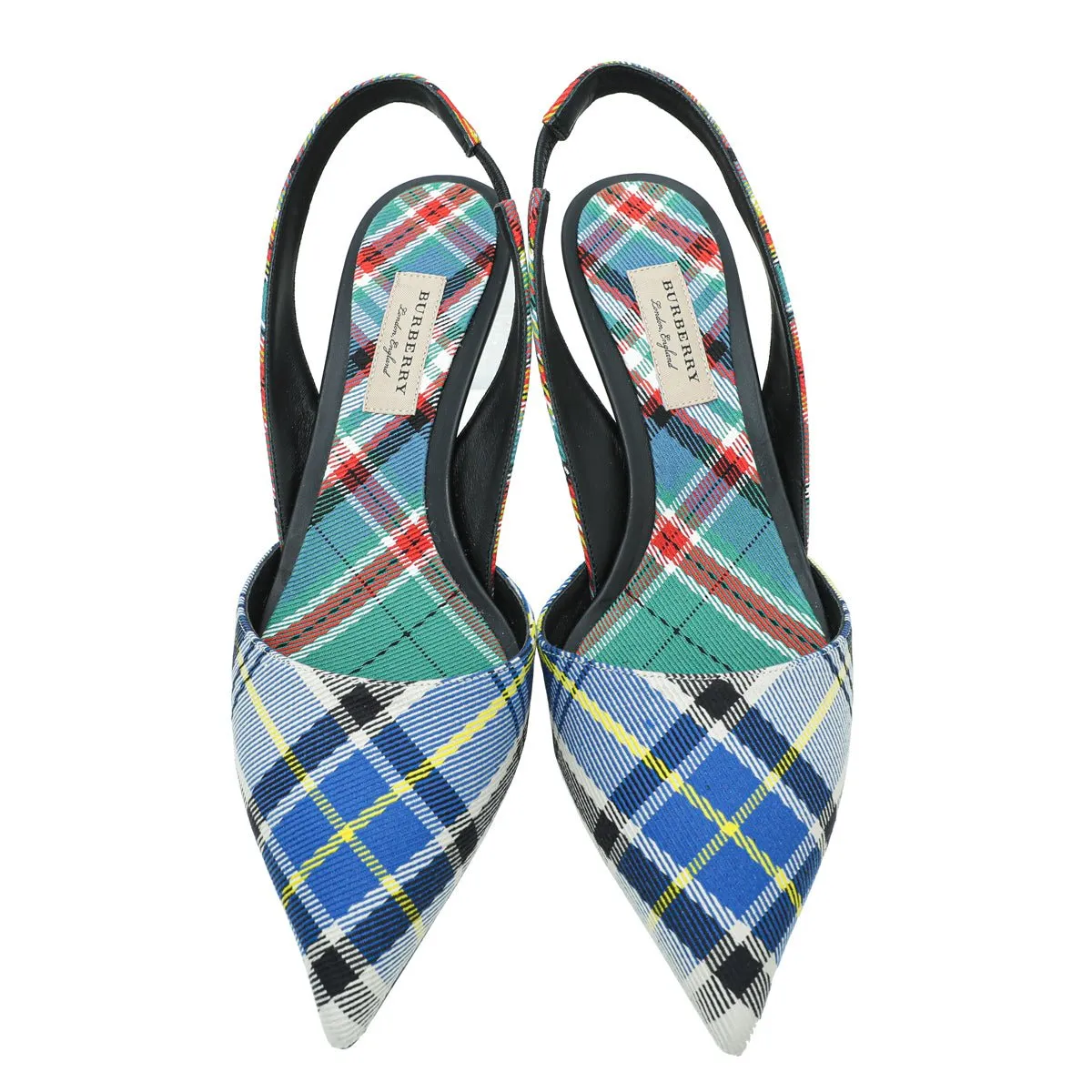 Burberry Blue Multicolor Annice Tartan Slingback Pumps 40