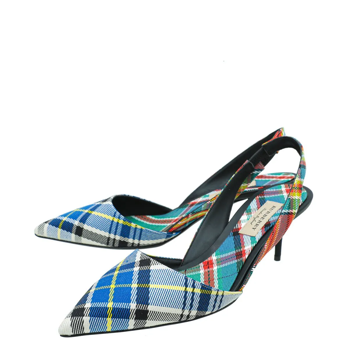 Burberry Blue Multicolor Annice Tartan Slingback Pumps 40