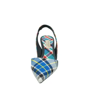 Burberry Blue Multicolor Annice Tartan Slingback Pumps 40
