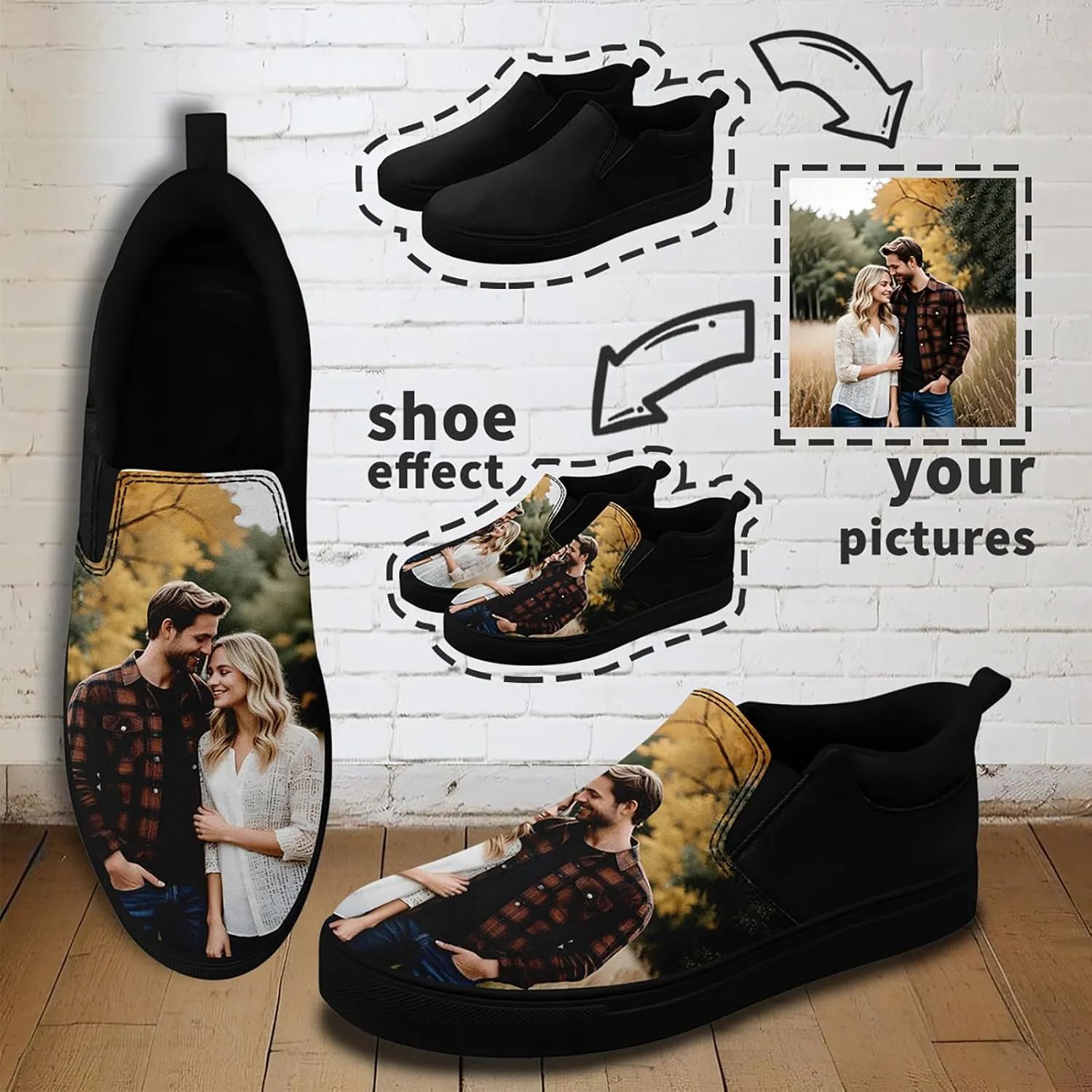 Custom Walking Shoes for Men Women Print Your Photo Name Logo Image Design Slip-on Flat Personalized Couple Casual Sneaker