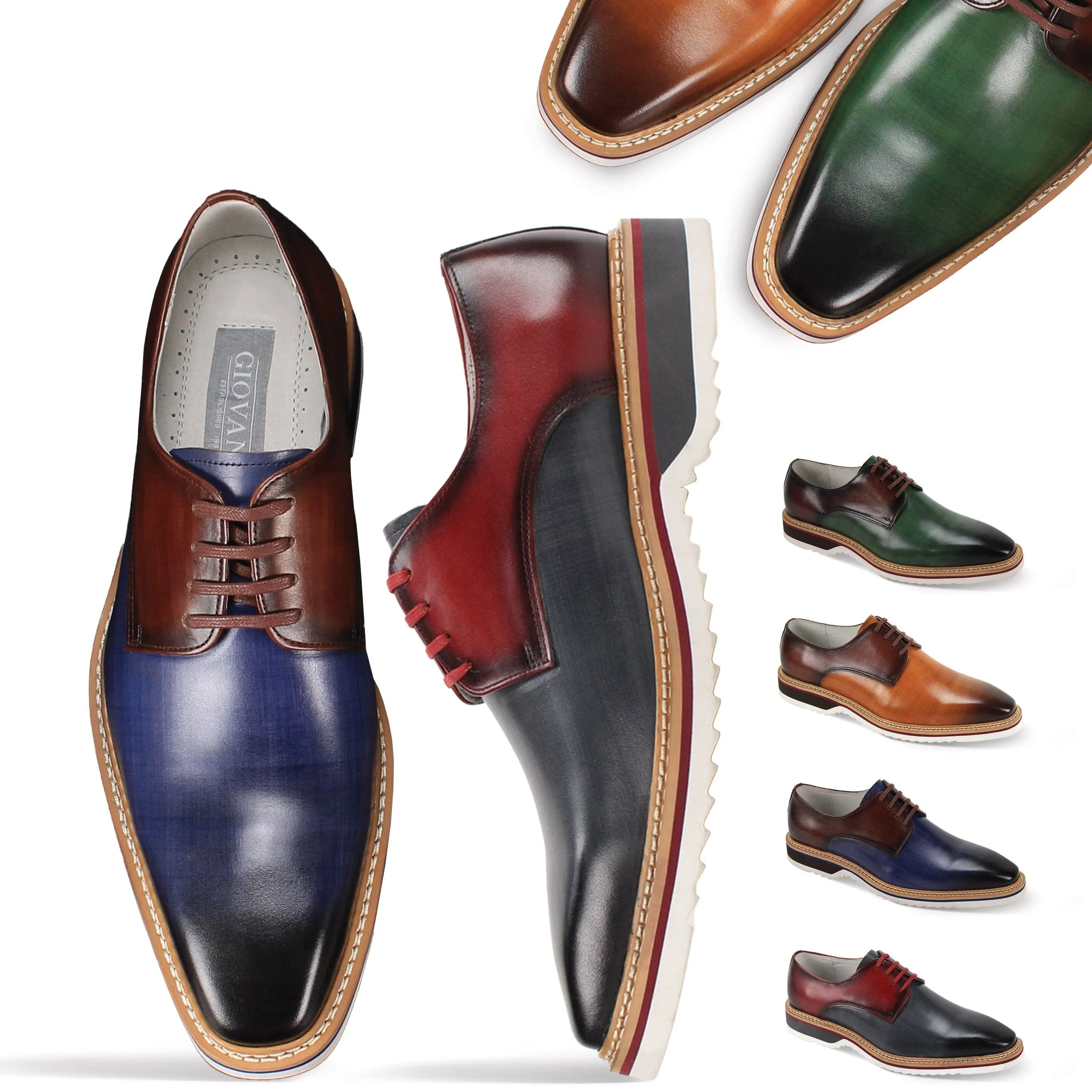 Giovanni Reggie Patina Two-Tone Derby Shoes