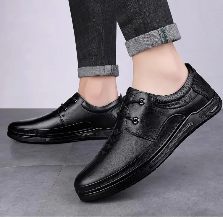 Men's Formal Office Shoes Derby Sneakers Non-Slip Waterproof Business Derby Shoes Low Top Oxford Shoes for Men(Black,11)