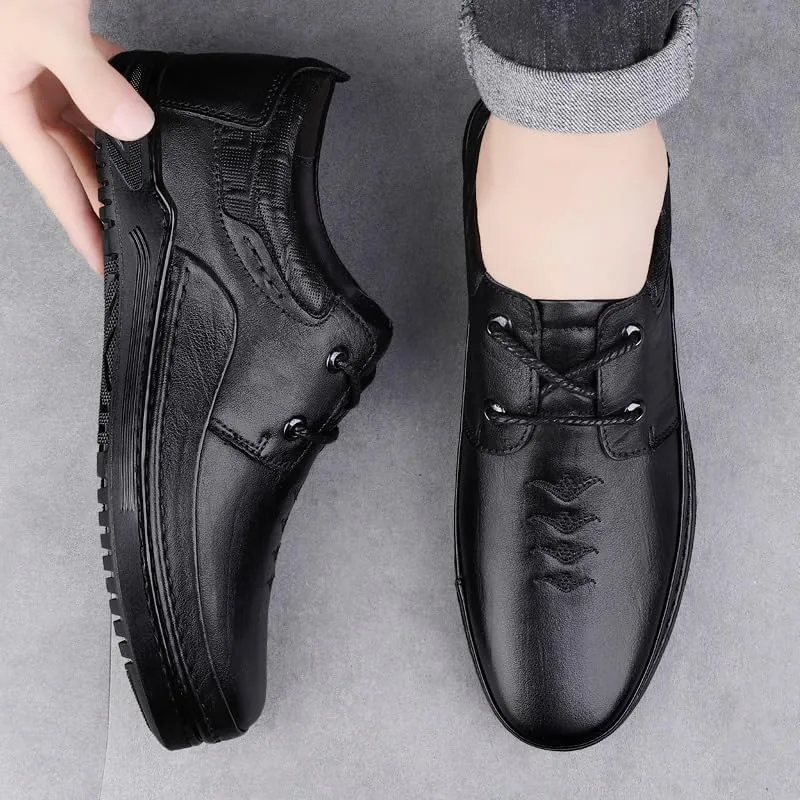 Men's Formal Office Shoes Derby Sneakers Non-Slip Waterproof Business Derby Shoes Low Top Oxford Shoes for Men(Black,11)