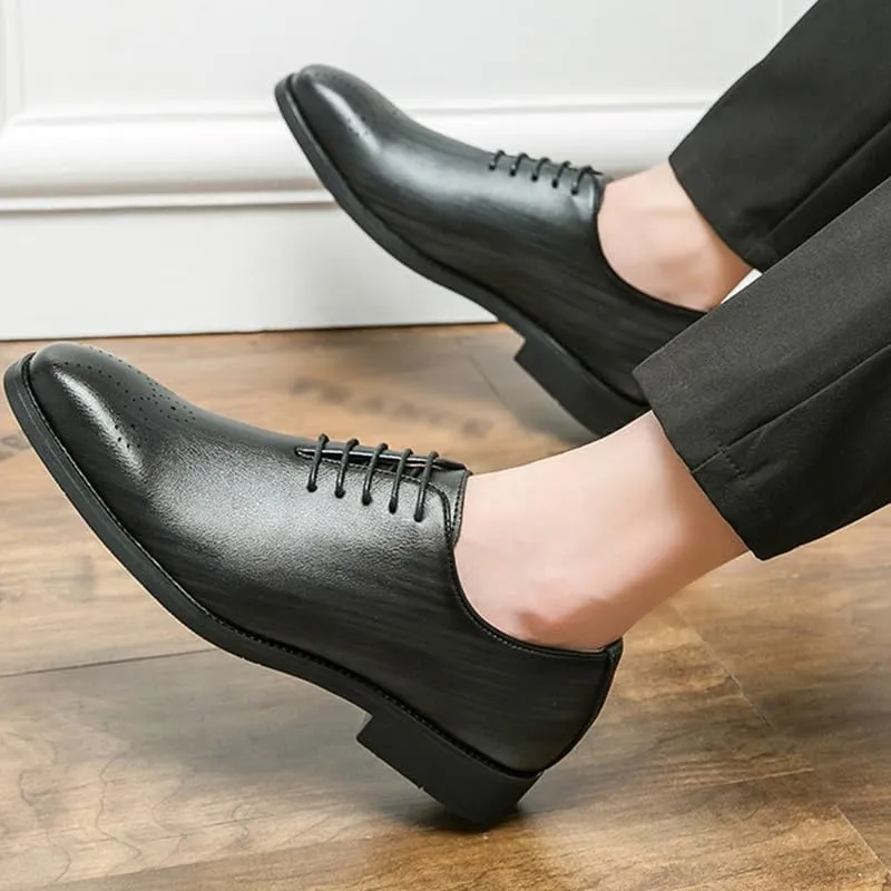 Men's Leather Oxford Shoes - Formal Lace Up Dress Sneakers for Business & Casual Wear