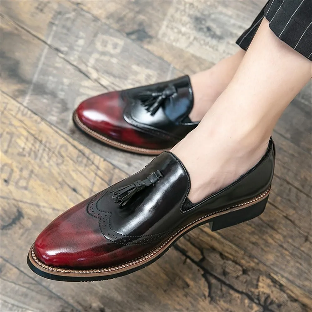 Men's Slip-On Dress Shoes Business Oxford Leather Shoes Casual Comfortable Walking Shoes Office Loafers Work Flats