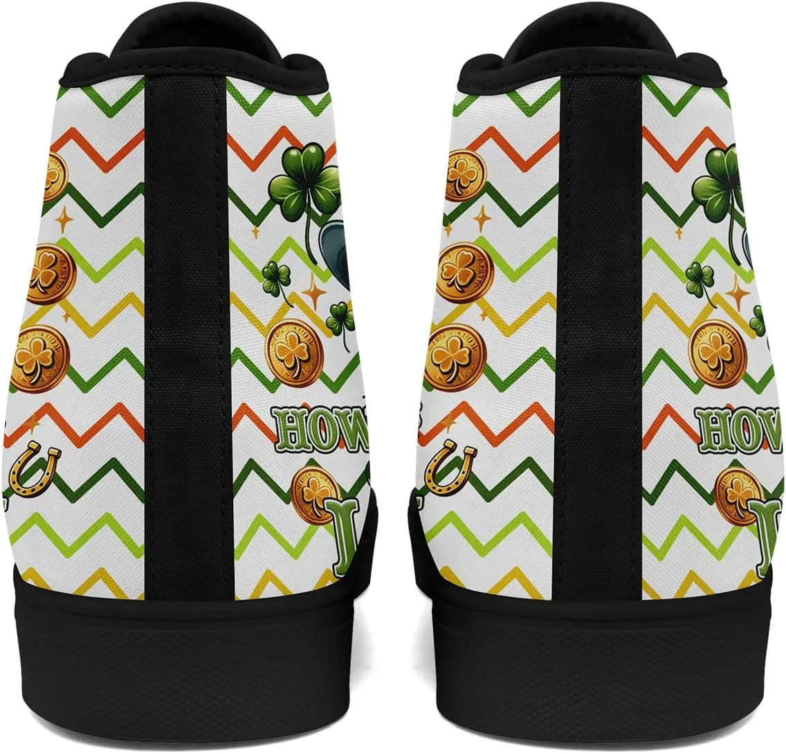 Men's Stylish Skull Canvas High-Top Sneakers Gift Women's Green Comfort Breathable Trendy Casual Flat Walking Shoes