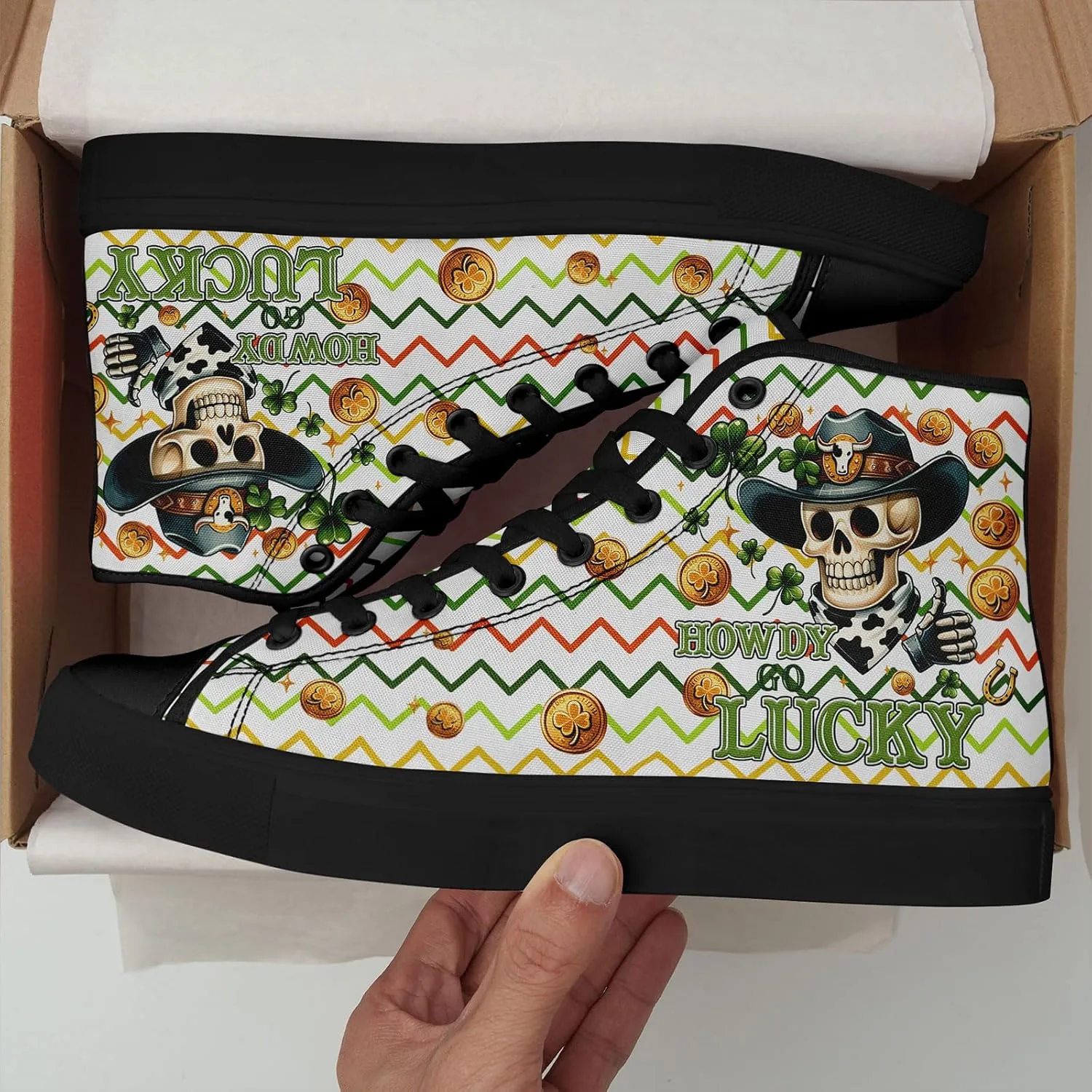 Men's Stylish Skull Canvas High-Top Sneakers Gift Women's Green Comfort Breathable Trendy Casual Flat Walking Shoes