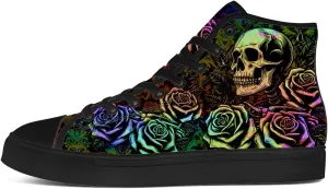 Men's Women's Skull High Top Sneakers Canvas Shoes Floral Skull Shoes Gifts for Boyfriend Girlfriend