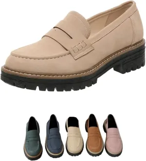 Women's Loafers Thick Sole Loafers Lug Sole Comfortable Loafers Suitable for Work, Business and Casual Dress Shoes